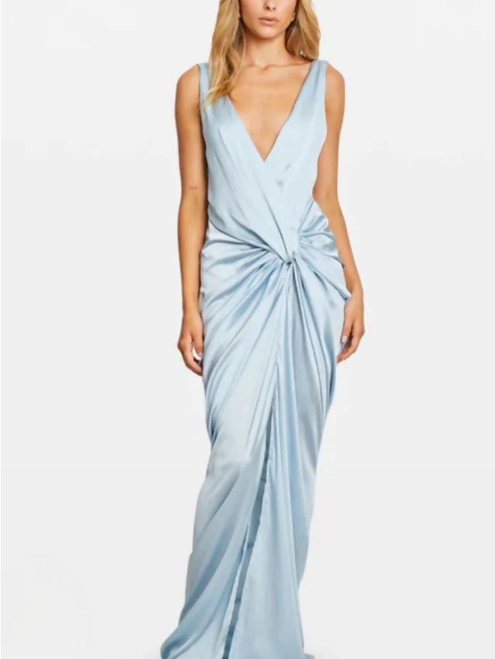 Baobab Liz Twist Front Evening Gown in Ice Blue NWT